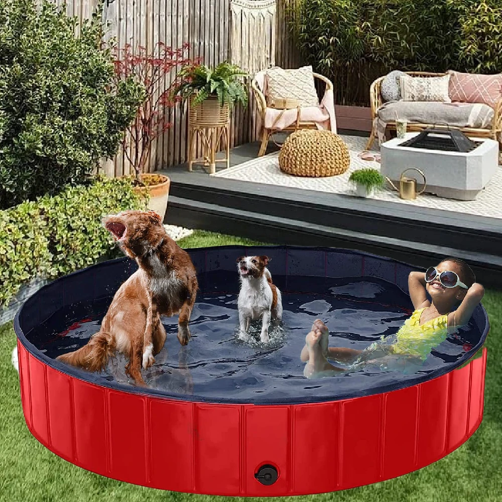 (image for) 160*30cm PVC Pet Bath Pool Dog Cat Animal Bath Washing Tub Folding Portable Swimming Pool