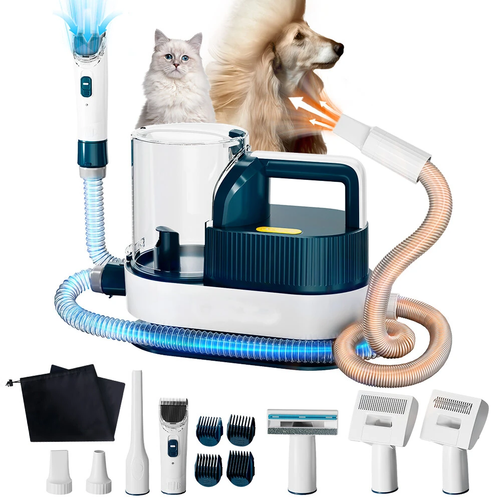 (image for) 2.5LPet Grooming Vacuum,6 in 1 Dryer & Dog Grooming Vacuum with Ceramic Blades Clipper Tools for Dogs Cats