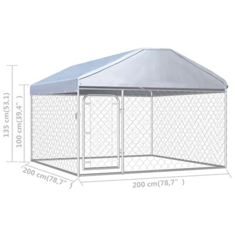 (image for) [EU Direct] vidaXL Outdoor Dog Kennel 144493 Puppy Heavy Duty Cage Galvanized Steel Frame Fence Playpen Exercise Pen Chicken Coop Run House Pet Supplies Waterproof Cover Metal Mesh Barrier