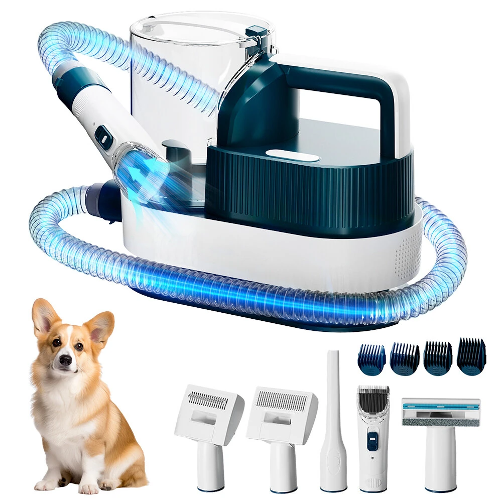(image for) PETEMPO 5 IN 1 Pet Grooming Vacuum Kit, 2.5L Pet Vacuum with 9 Clipper Trimmer Dogs/Cats