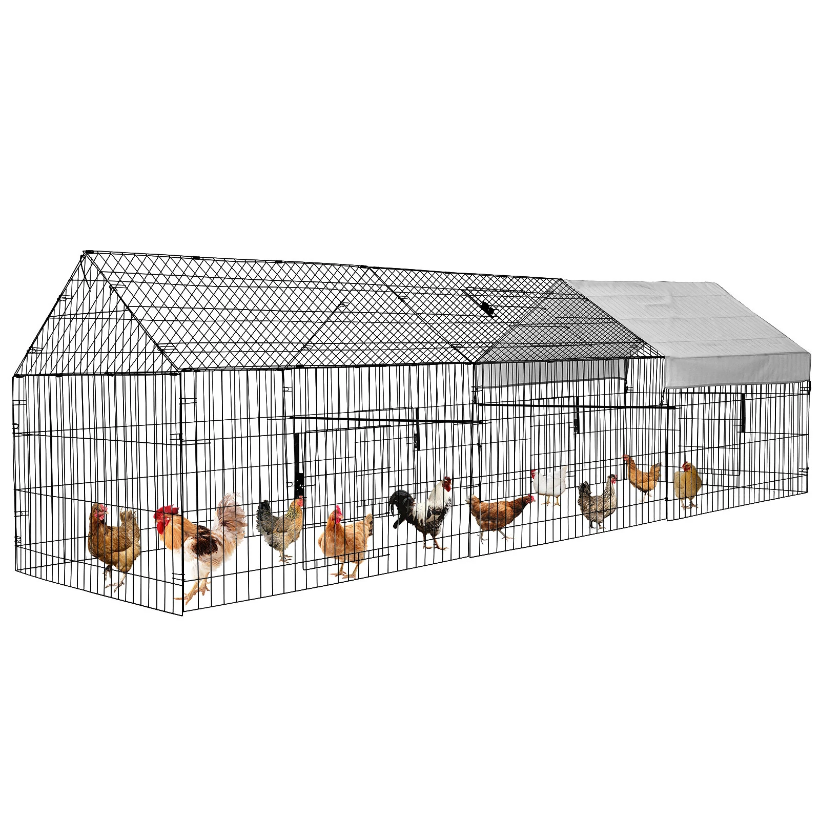 (image for) PawGiant 130'' Poultry Chicken Coop Hen House Hutch Backyard Run Nesting Box Outdoor Cage