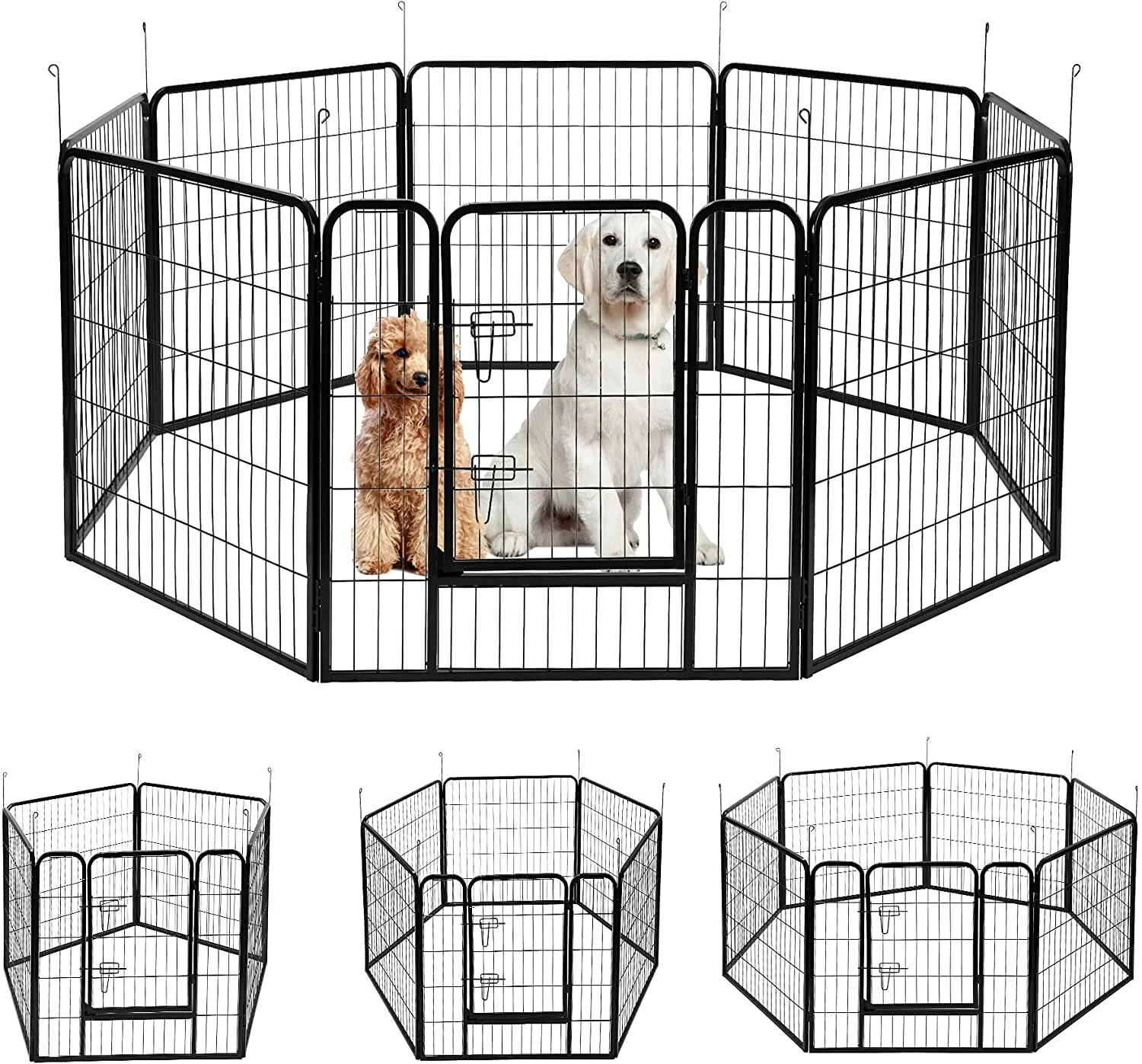 (image for) PawGiant Dog Pen 8 Panels 40" Height RV Dog Fence Outdoor Playpens Exercise Pen for Dogs Metal Protect Design Poles Foldable Barrier with Door