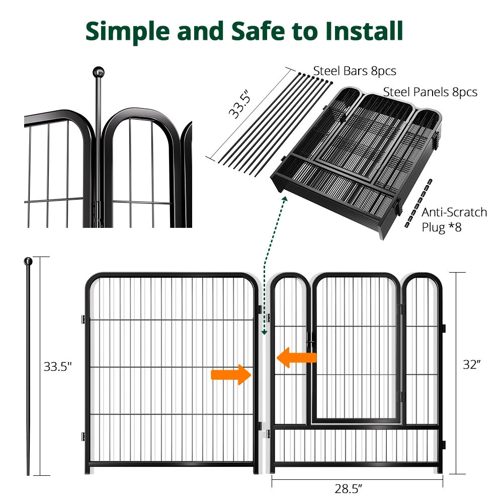 (image for) PawGiant Dog Playpen Designed for Indoor Use, Dog Pen with Rubber Pads for Small Medium Dogs Puppy Inside